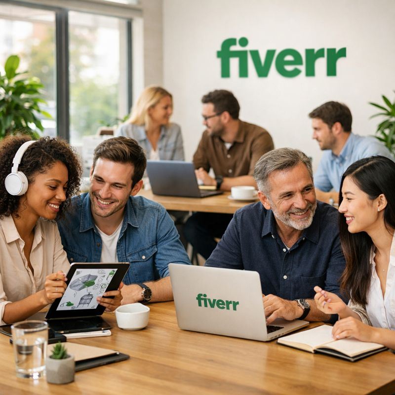 Fiverr online marketplace showing various freelance services